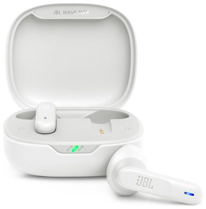 JBL Wave Flex Earbud Bluetooth Handsfree Ακουστικά με Θήκη Φόρτισης Λευκά