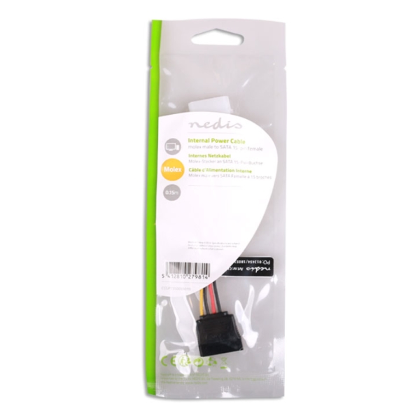 NEDIS CCGP73500VA015 INTERNAL POWER CABLE MOLEX MALE - SATA 15-PIN FEMALE 0.15M