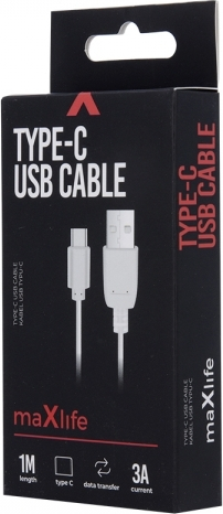 Maxlife USB 2.0 Cable USB-C male - USB-A male Λευκό 1m (MAXLIFETYPECW)