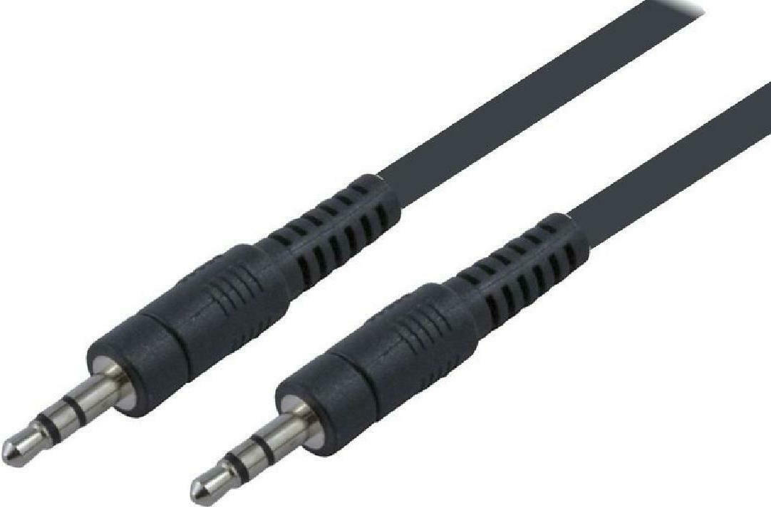 POWERTECH καλώδιο stereo 3.5mm CAB-J008, AUX, nickel plated, 5m, μαύρο