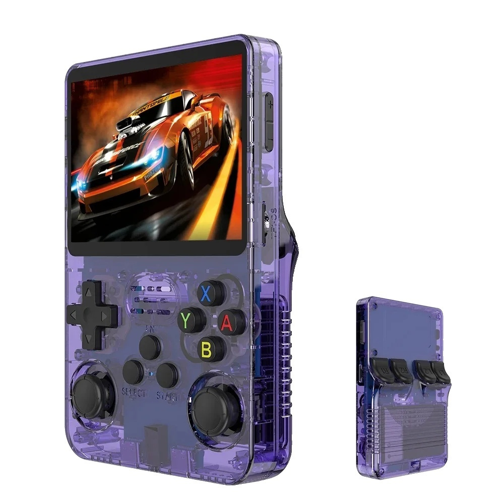 R36s Retro Handheld Game Console 3.5 Inch Ips Screen 95000 Games Purple 512g 95000 Games