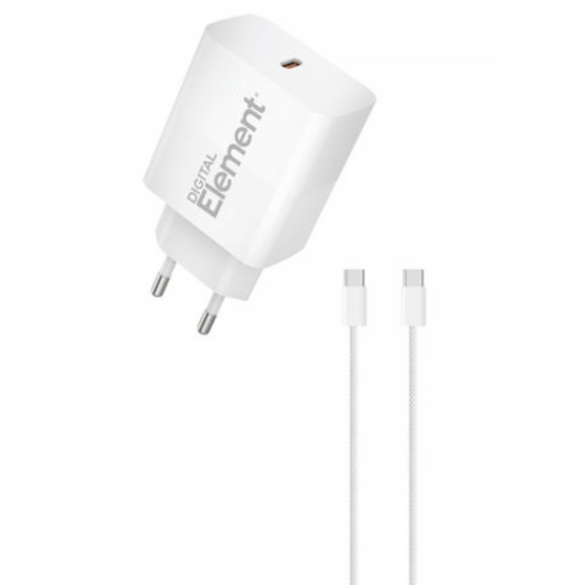 Element Φορτιστής GaN με Θύρα USB-C και Καλώδιο USB-C - USB-C 20W Power Delivery Λευκός (CH-250C)
