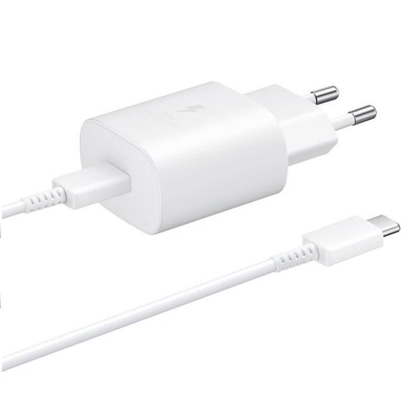 Samsung EP-TA800EWE + EP-DA705BWE 25W Travel Charger + USB-C/USB-C Data Cable White (Bulk)