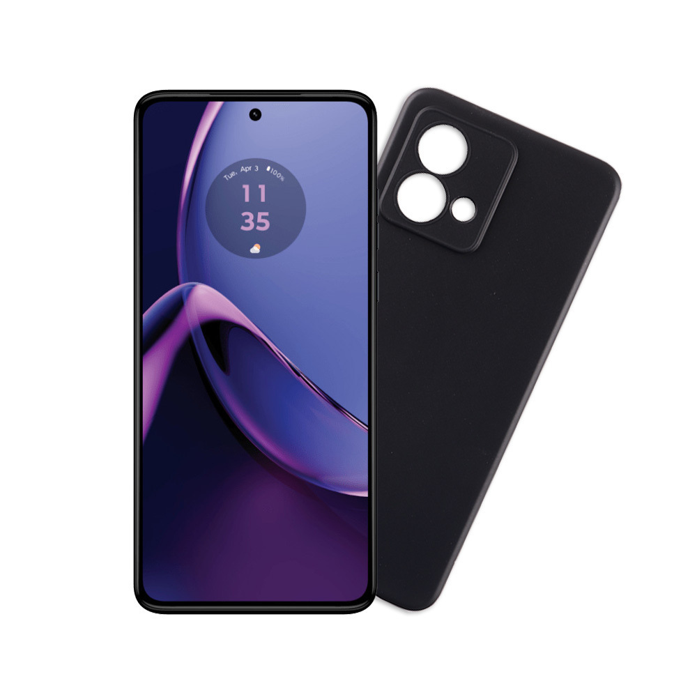 Θήκη Back Cover Σιλικόνης με Λουράκι Μαύρο (Moto G84)