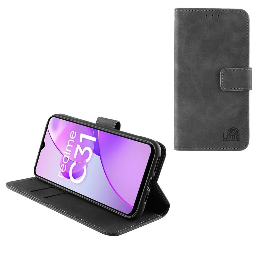 Θήκη Lime Essential Magnet Book Δερματίνης / Σιλικόνης Γκρι (Realme C31)