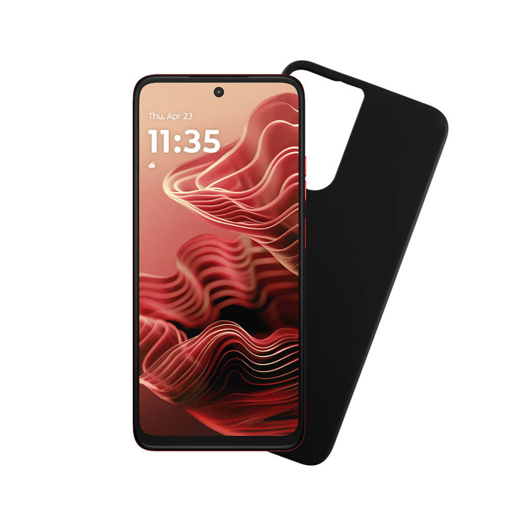 Θήκη Back Cover Σιλικόνης με Λουράκι Μαύρο (Moto G35)