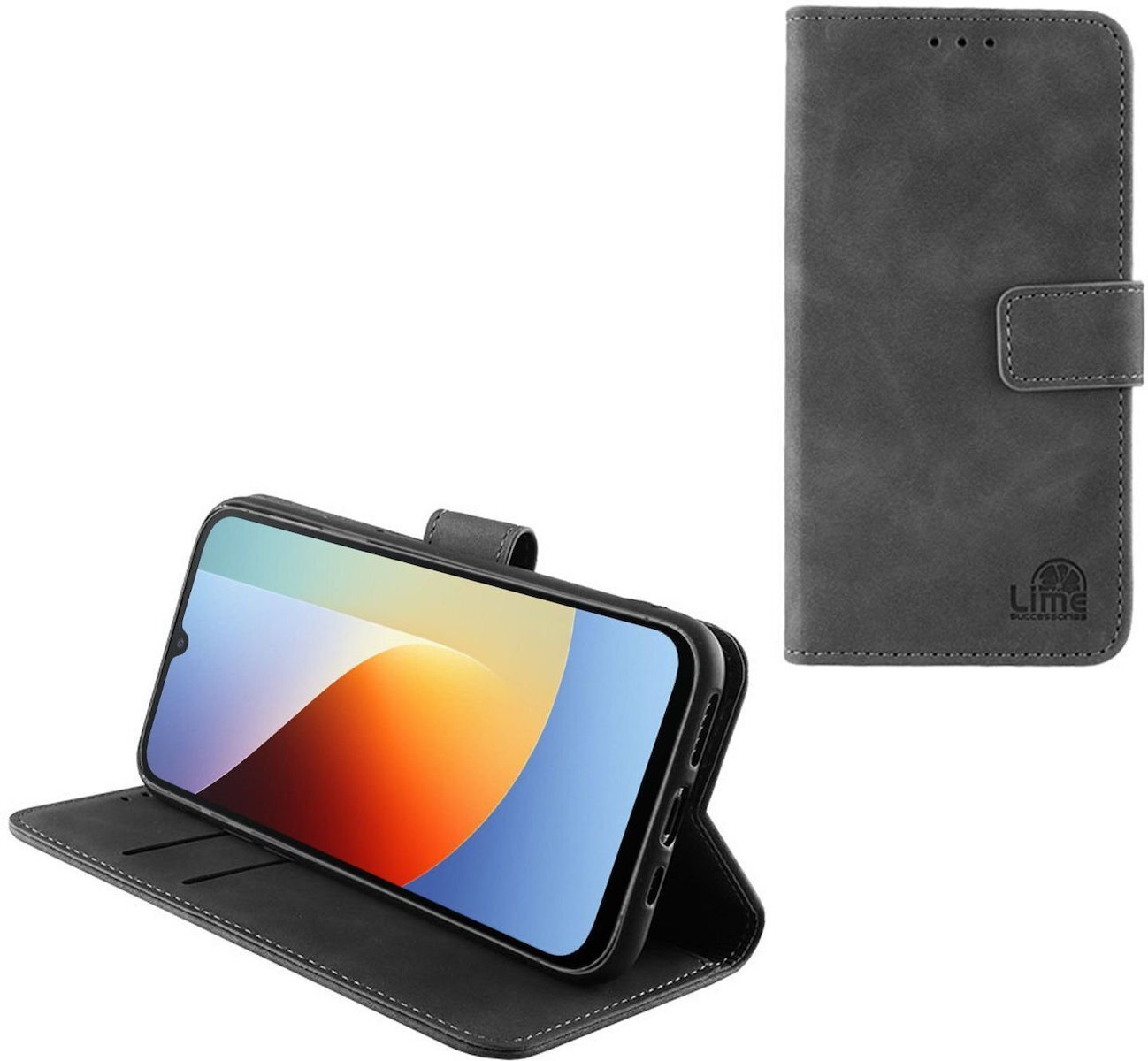 Θήκη Lime Book Δερματίνης / Σιλικόνης Γκρι (Redmi A7 Pro)
