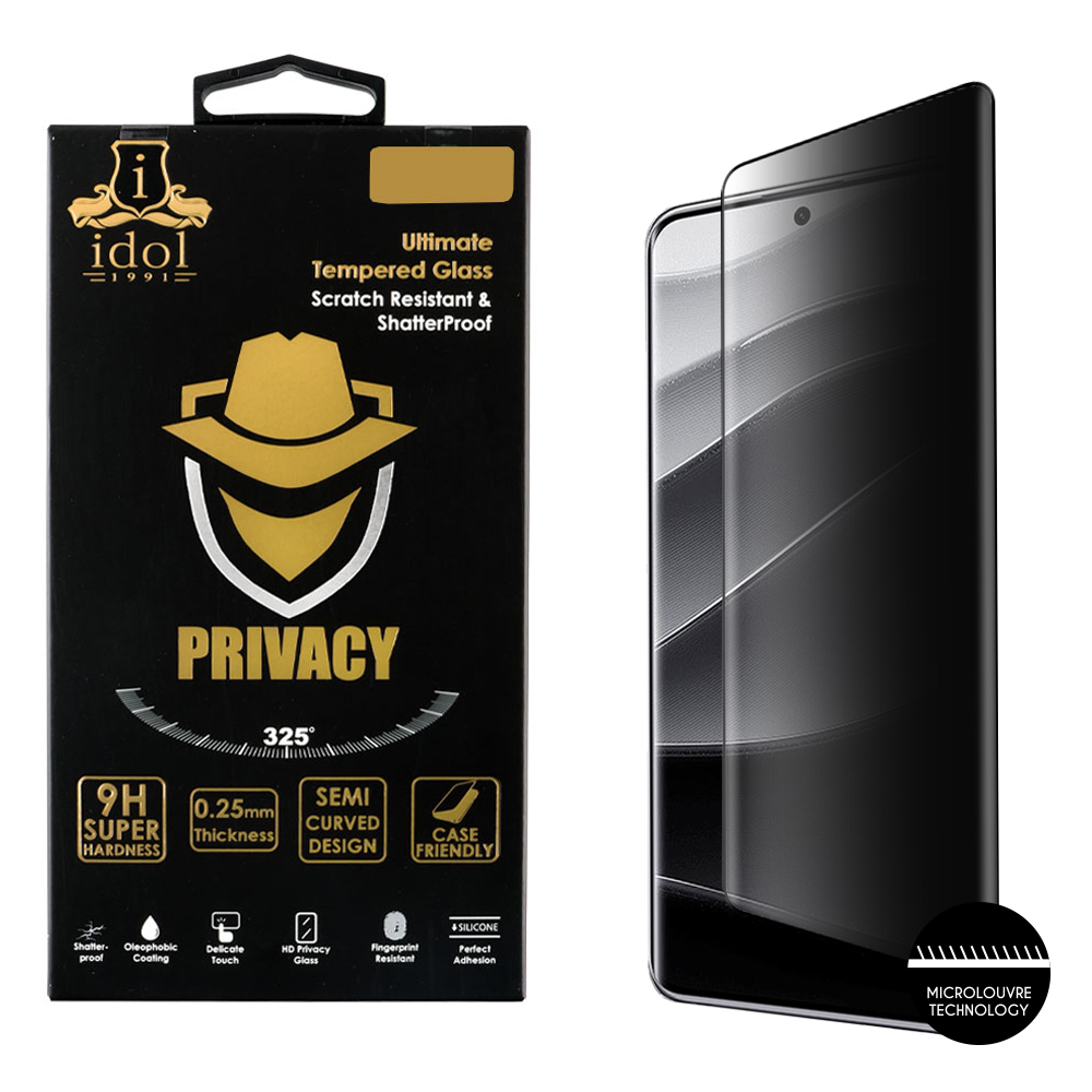 Idol 1991 0.25mm Full Glue Privacy Tempered Glass Μαύρο (Xiaomi Note 14 Pro+ Plus 5G)