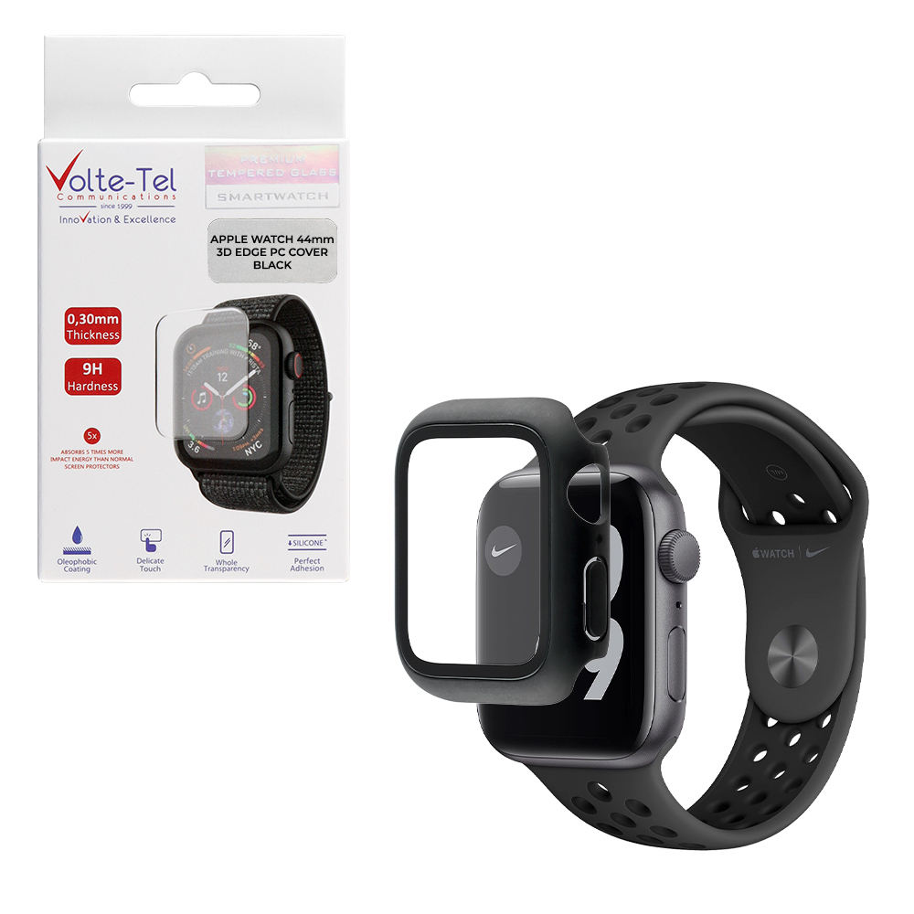 Edge Cover with Key Πλαστική Θήκη με Τζαμάκι σε Μαύρο χρώμα για Apple Watch 44mm