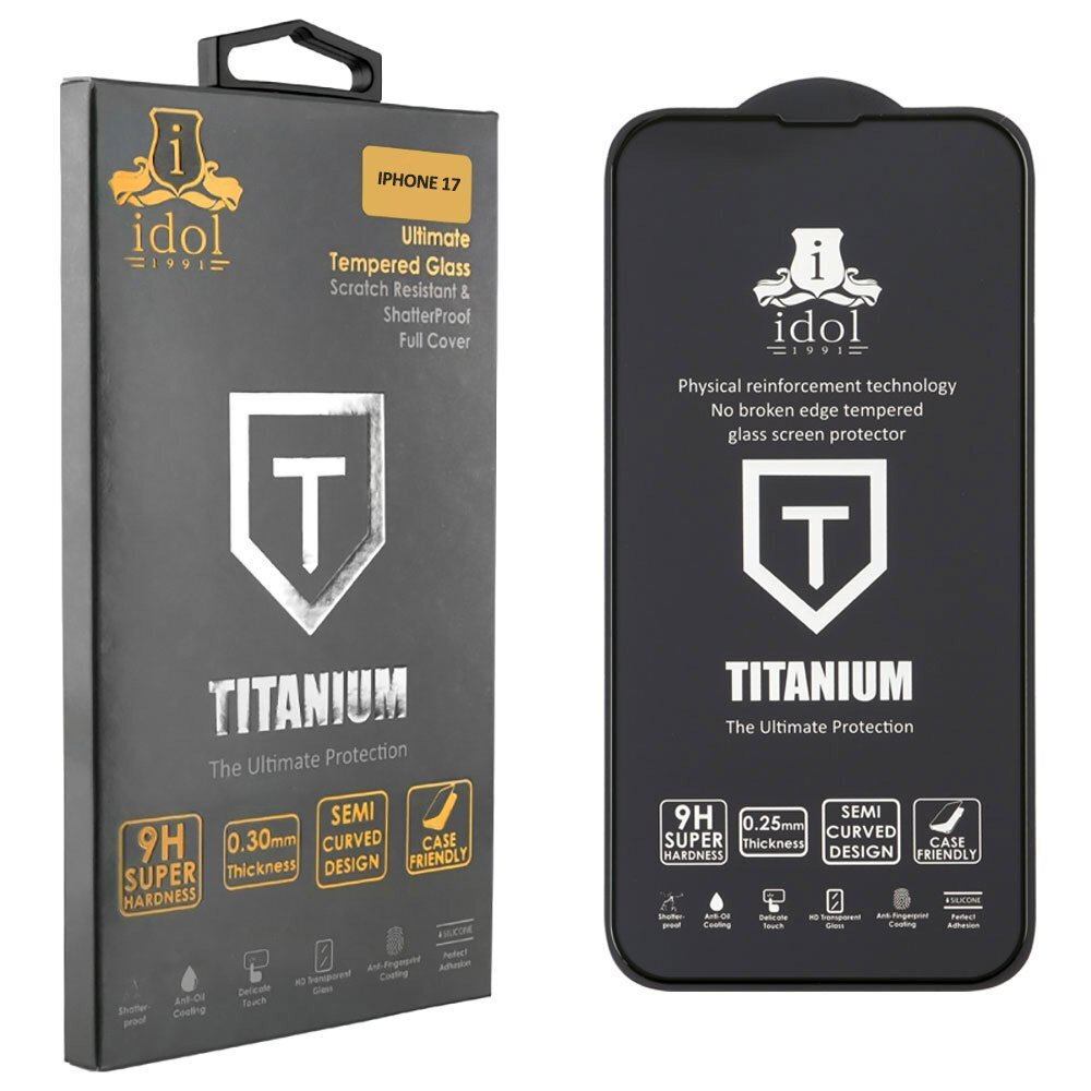 Idol 1991 0.25mm Full Glue Tempered Glass Μαύρο (iPhone 17 / 17 Pro / 16 Pro)