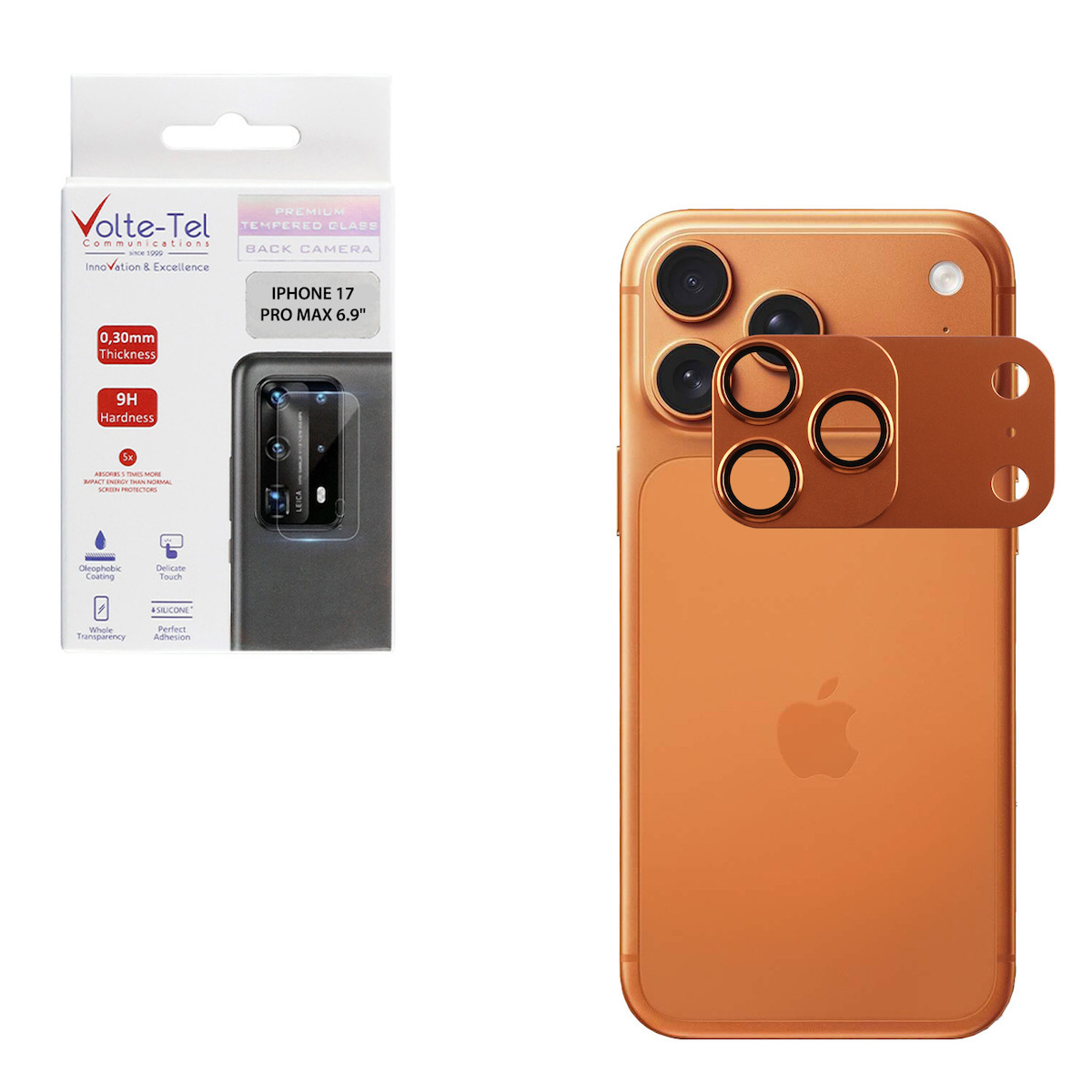 Glass Cover Προστασία Κάμερας Tempered Glass Πορτοκαλί για το Iphone 17 Pro Max