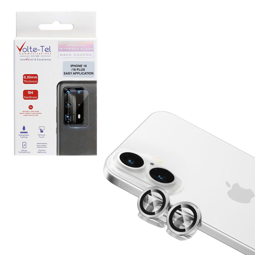 Glass Cover Προστασία Κάμερας Tempered Glass Ασημί για το iPhone 16, iPhone 16 Plus