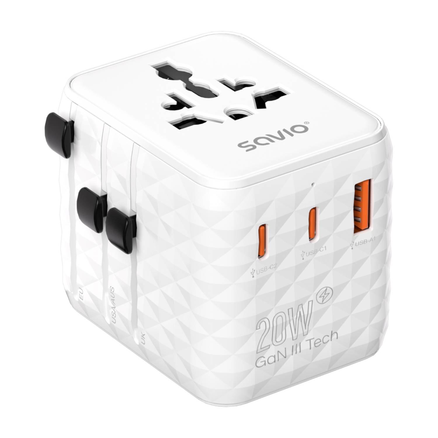SAVIO AP-08 Universal Travel Adapter 20W – Universal Αντάπτορας με USB-C PD & QC