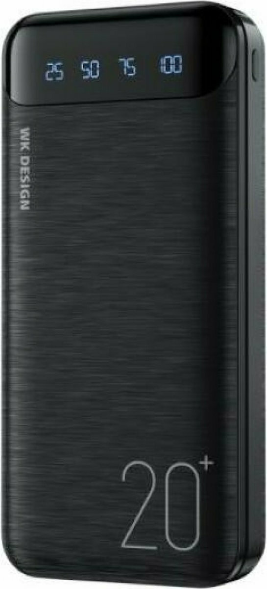 WK WP-163 Power Bank 20000mAh με 2 Θύρες USB-A Μαύρο