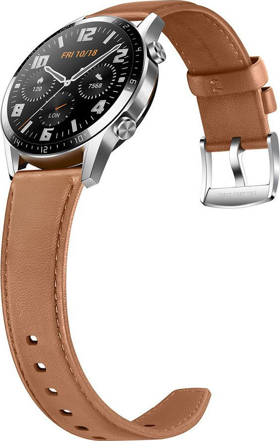 Huawei Watch GT 2 Classic Stainless Steel 46mm Αδιάβροχο με Παλμογράφο (Pebble Brown)