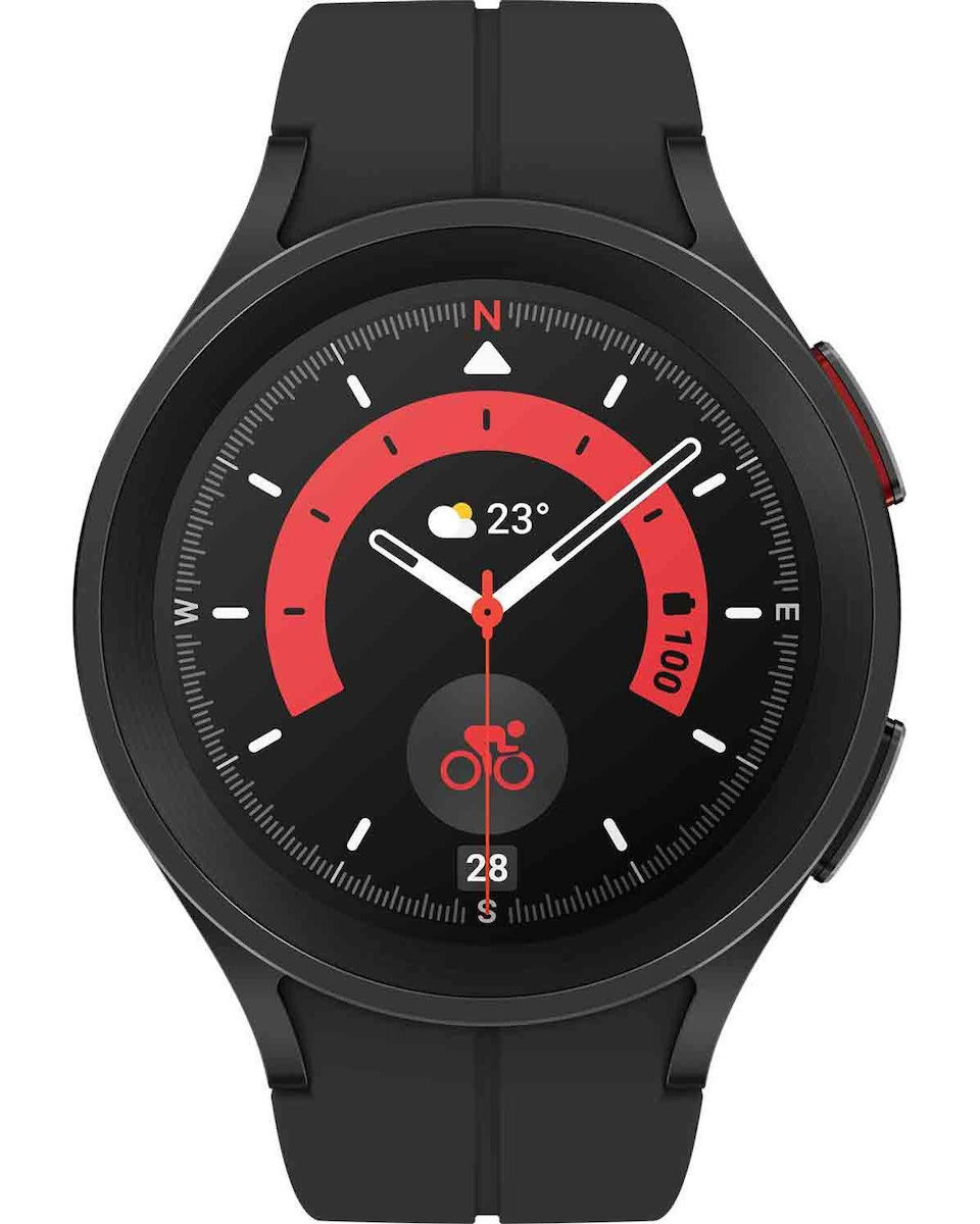 Samsung Galaxy Watch5 Pro LTE Titanium 45mm Αδιάβροχο με Παλμογράφο (Black)