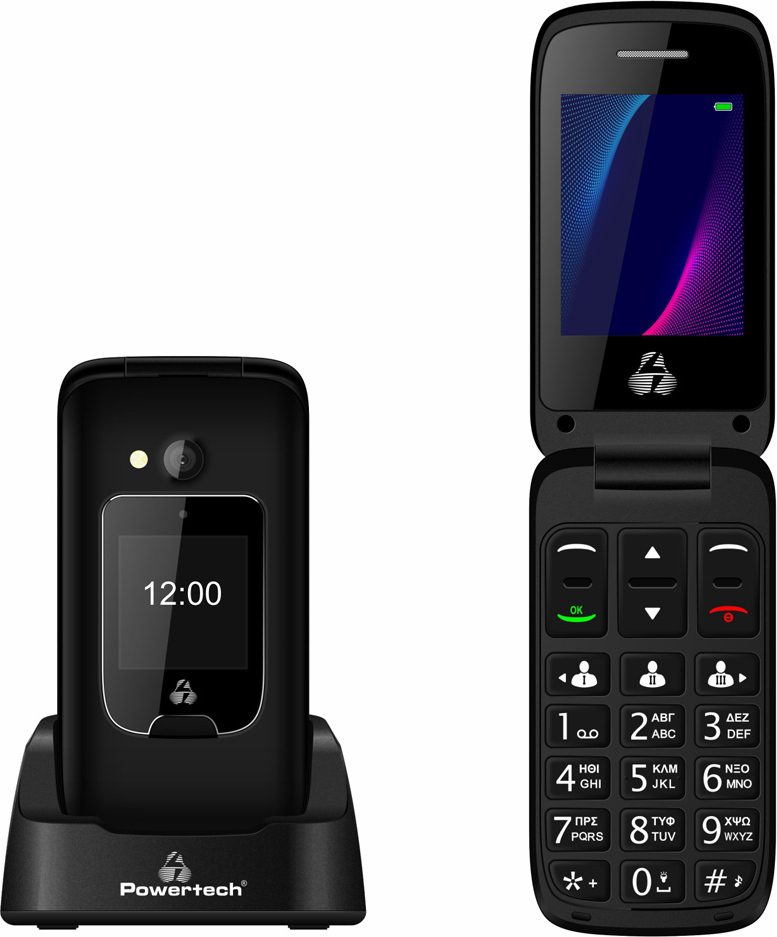 Powertech Sentry Dual II Single SIM Κινητό με Μεγάλα Κουμπιά Μαύρο