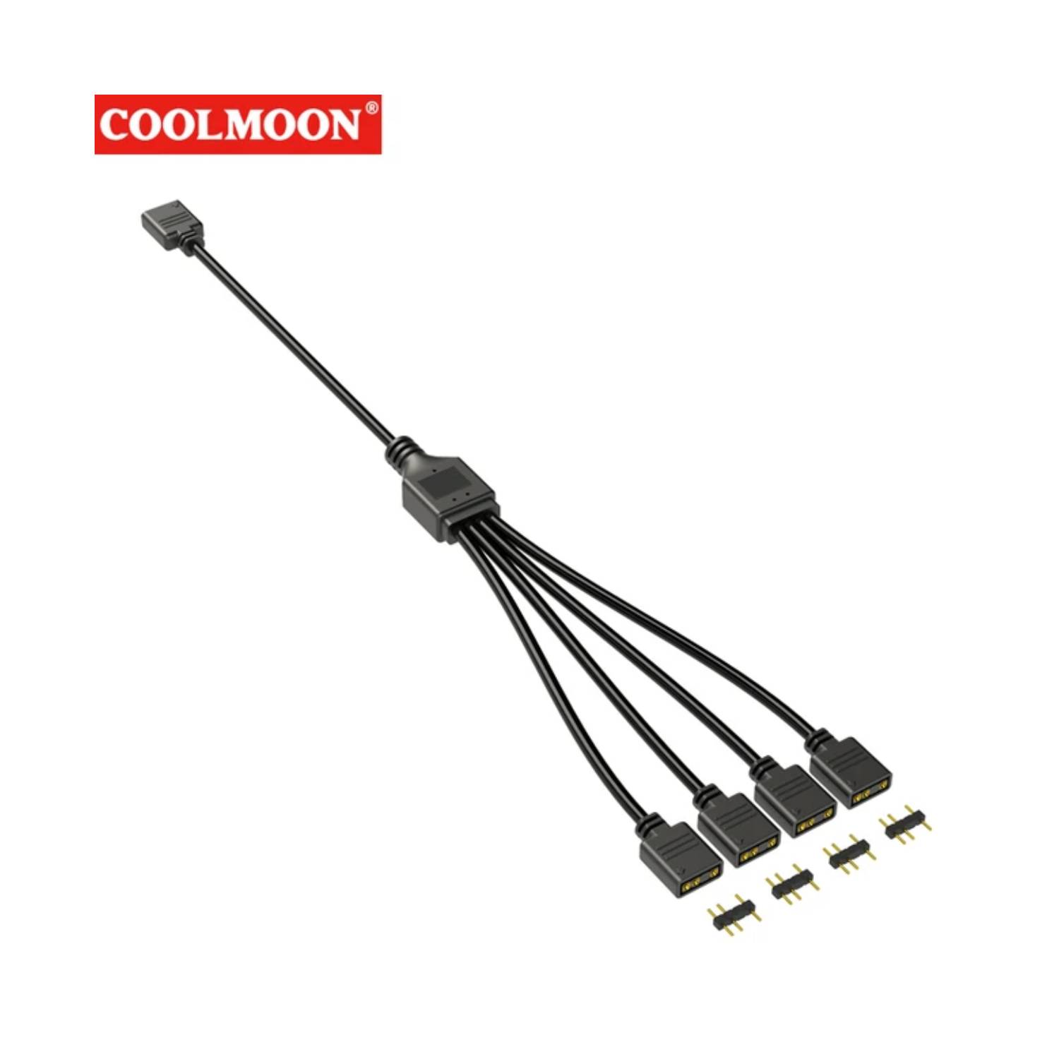 COOLMOON 1 To 4 ARGB Chassis Fan Splitter 5V 3PIN