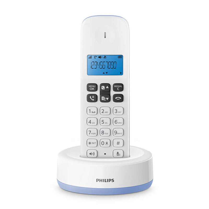 Philips D1611 Ασύρματο Τηλέφωνο με Ελληνικό Μενού Γαλάζιο